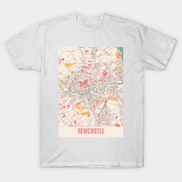 Newcastle - United Kingdom Chalk City Map T-Shirt by tienstencil